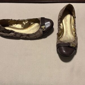Coach Brown and Gold Flats
